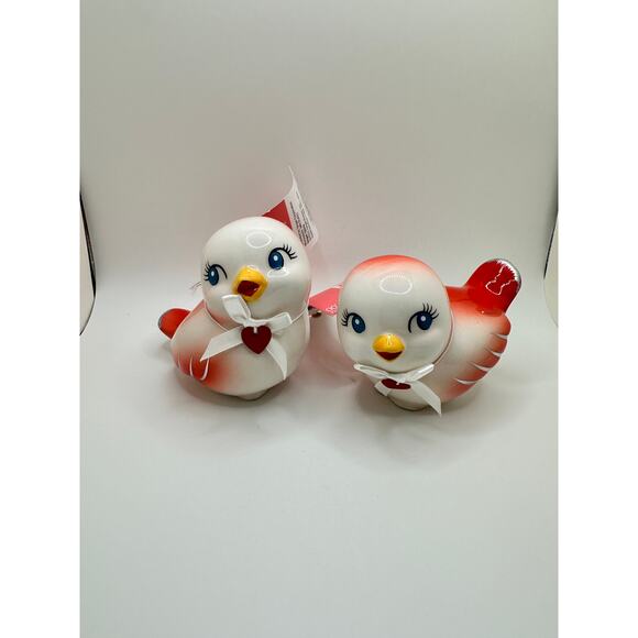2024 Target Spritz Valentine's Day Red &White Ceramic Love Birds Set - Picture 2 of 3